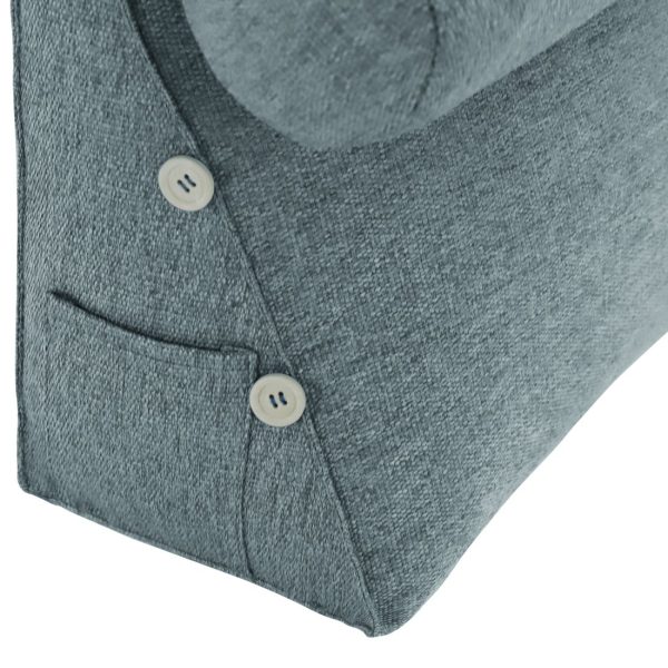 Detachable Neck Roll Reading Pillow Cushion Polyester And Linen Blend Fabric Gray - Image 9