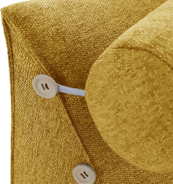 Detachable Neck Roll Reading Pillow Cushion Polyester And Linen Blend Fabric Yellow - Image 9