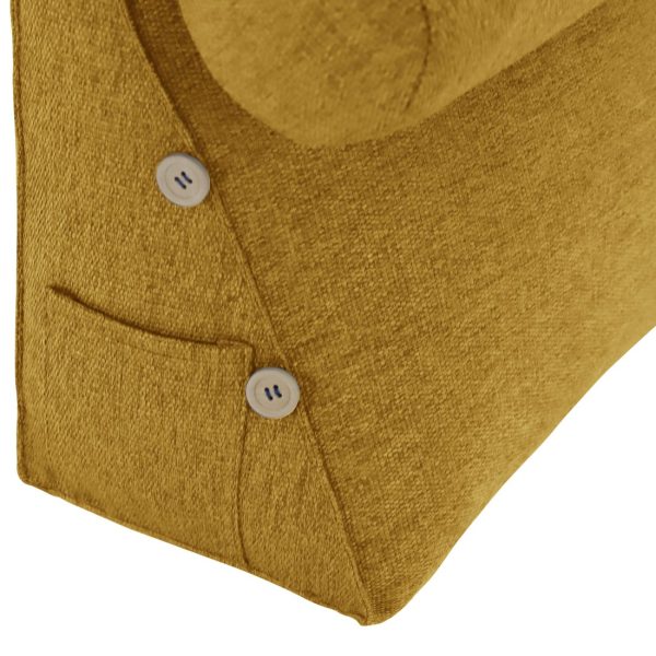 Detachable Neck Roll Reading Pillow Cushion Polyester And Linen Blend Fabric Yellow - Image 11