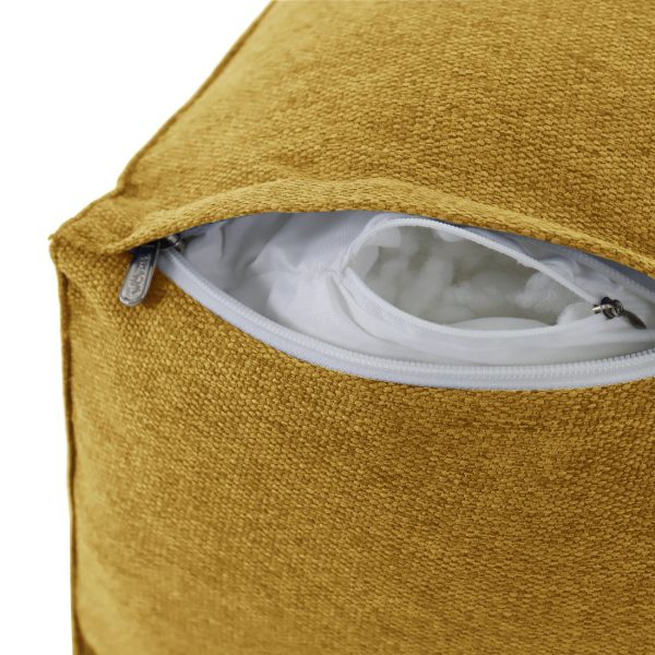 Detachable Neck Roll Reading Pillow Cushion Polyester And Linen Blend Fabric Yellow - Image 10