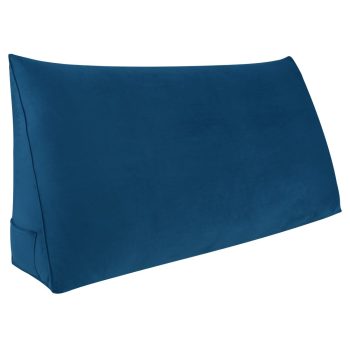 Wedge Pillow Cushion Velvet Fabric Blue