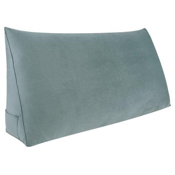 Wedge Pillow Cushion Velvet Fabric Gray