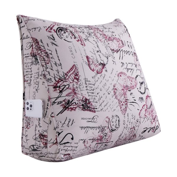 Reading Pillow Cushion Cotton Canvas Fabric Red Butterfly