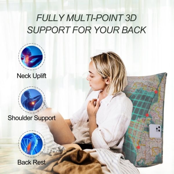 Reading Pillow Cushion Cotton Canvas Fabric Green Map - Image 2