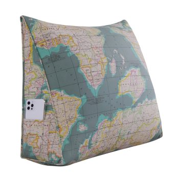 Reading Pillow Cushion Cotton Canvas Fabric Green Map