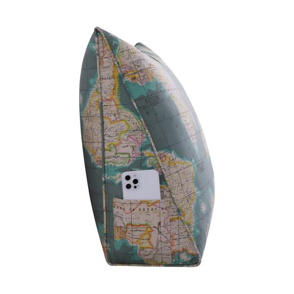 Reading Pillow Cushion Cotton Canvas Fabric Green Map - Image 5