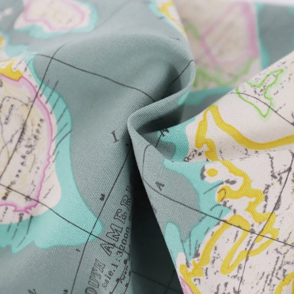 Reading Pillow Cushion Cotton Canvas Fabric Green Map - Image 6